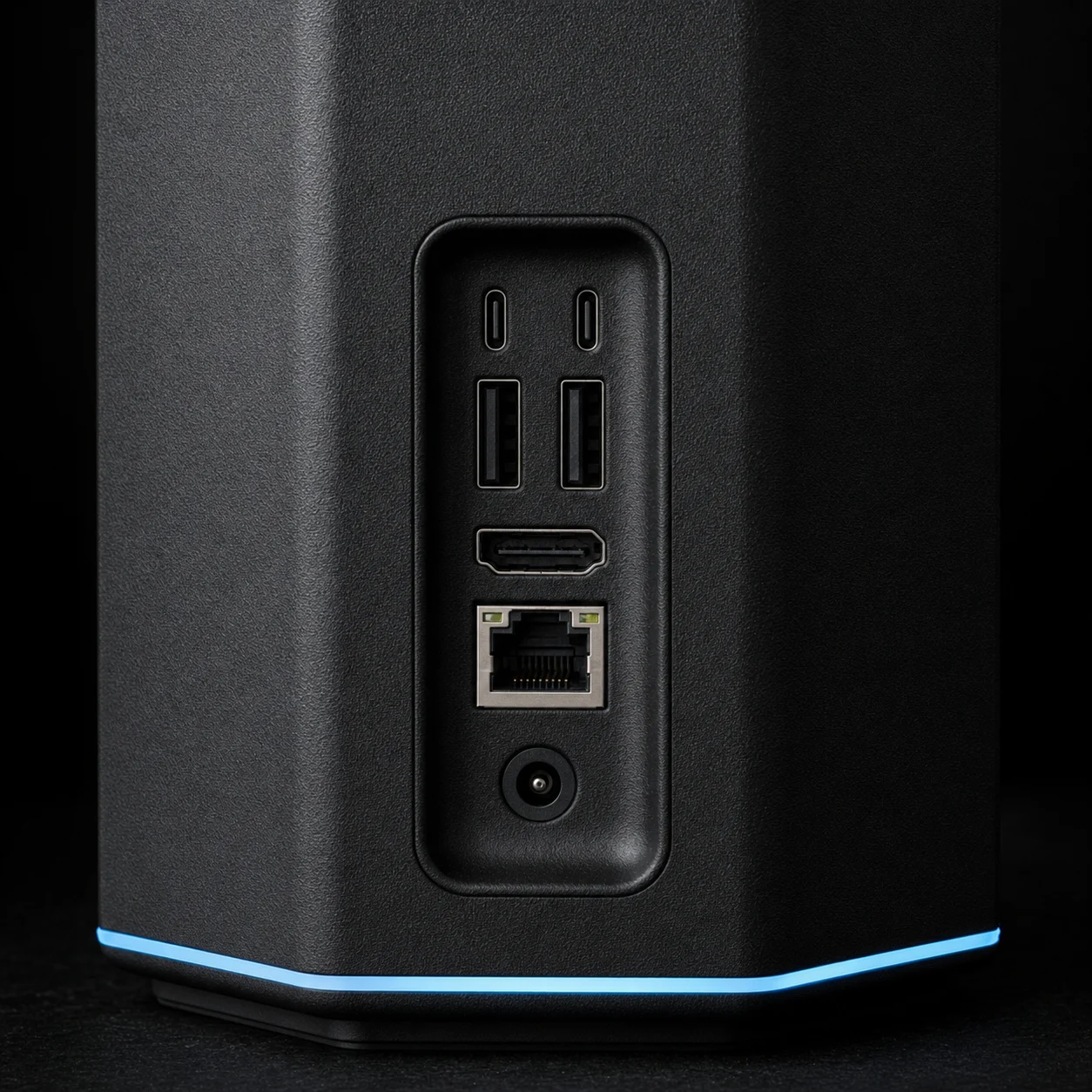 Close-up of the recessed rear port bay on the Overwatch Node